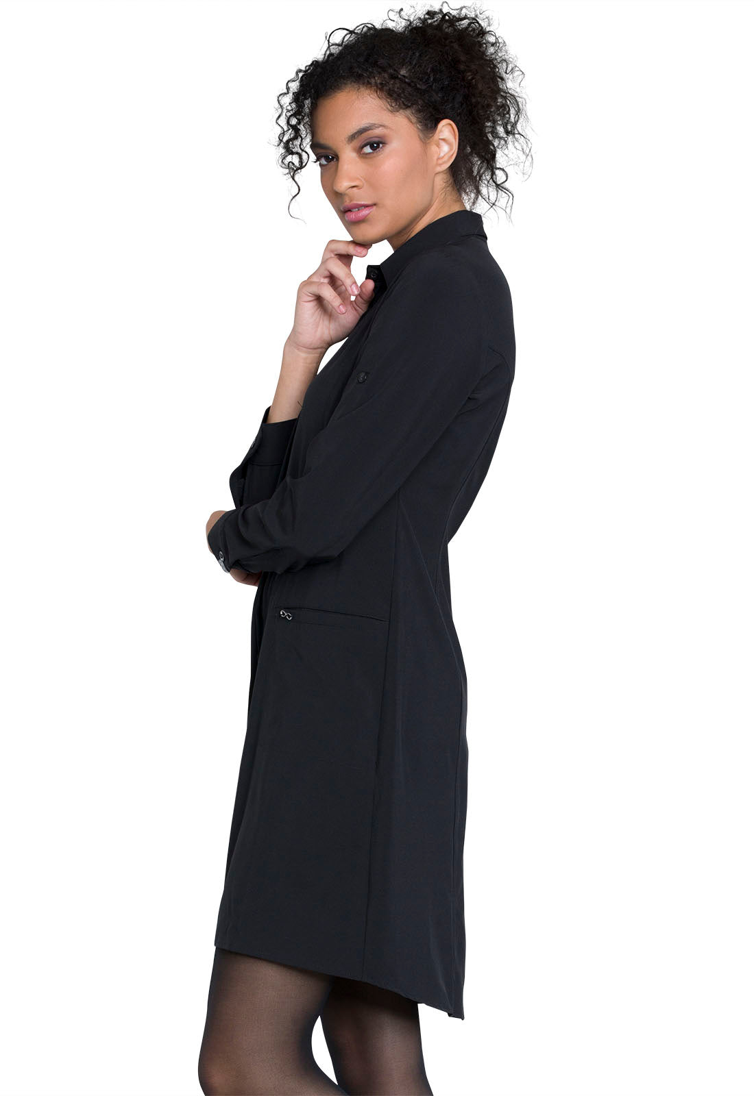 Classics 1401A 40" Lab Coat Black Model Image Right Side | Infinity