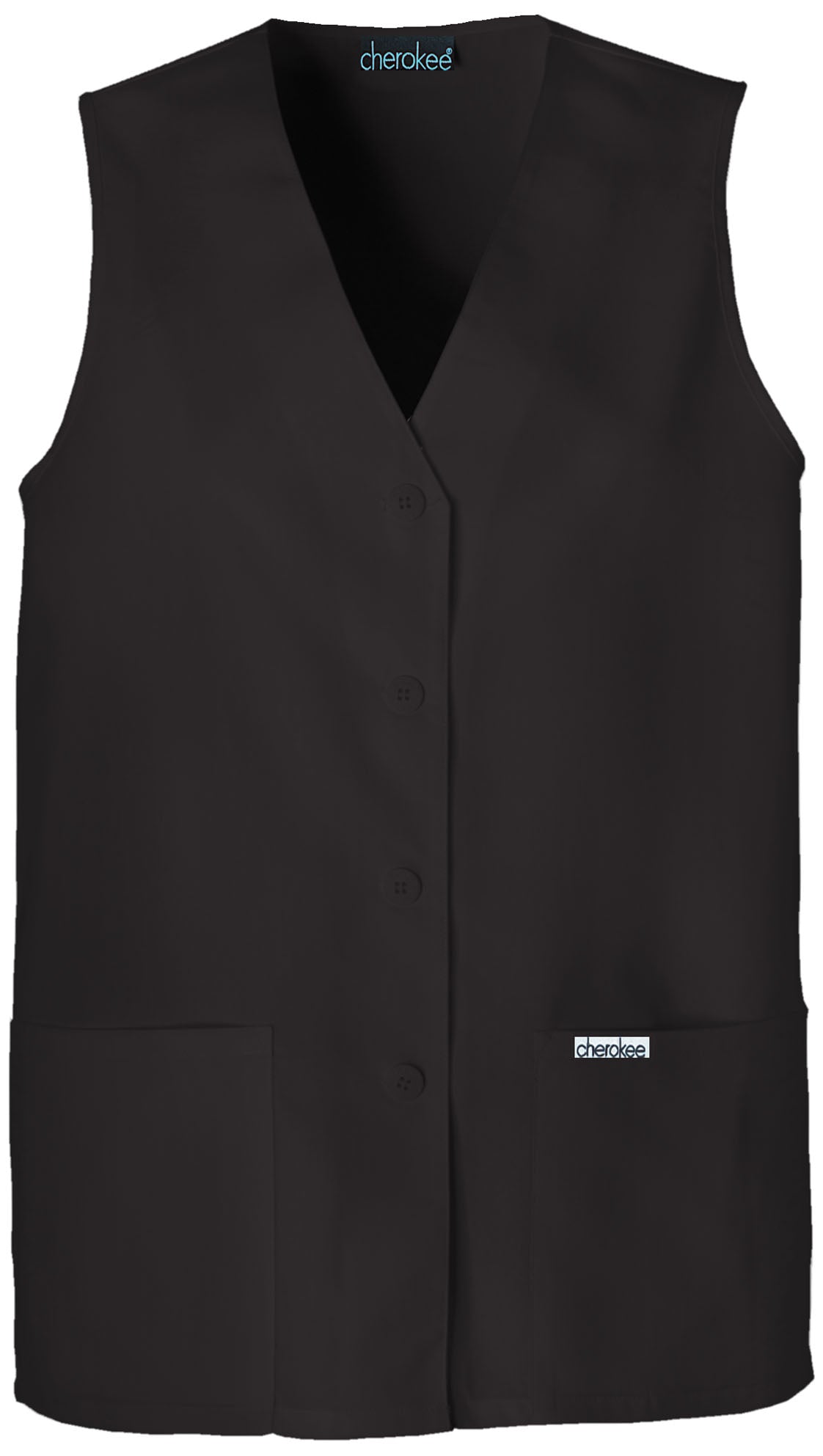 1602 Cherokee Fashion Solids Button Front Vest (Black)