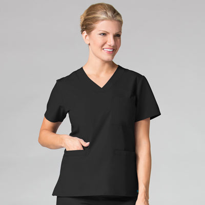 Core 1626 Curved V-Neck Top Black