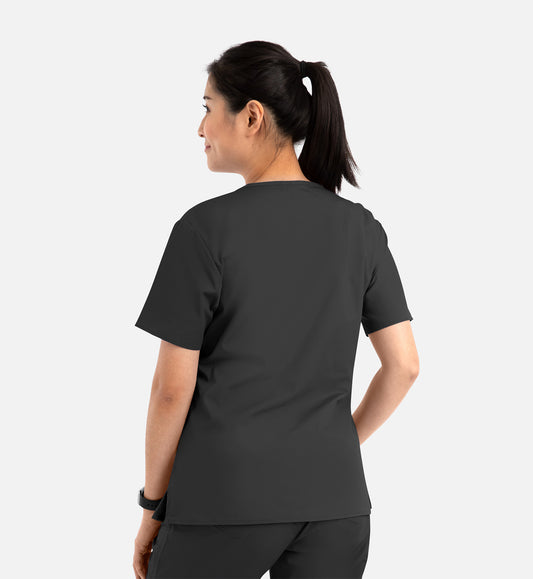 Core 1626 Curved V-Neck Top Black