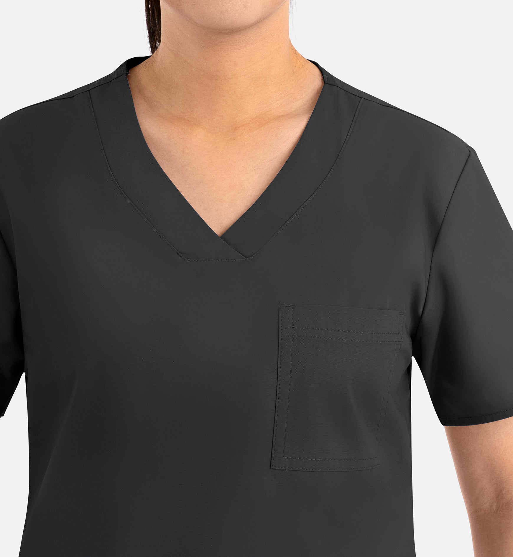 Core 1626 Curved V-Neck Top Black