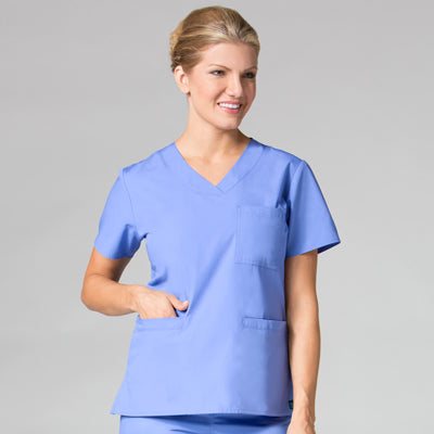 Core 1626 Curved V-Neck Top Ceil Blue