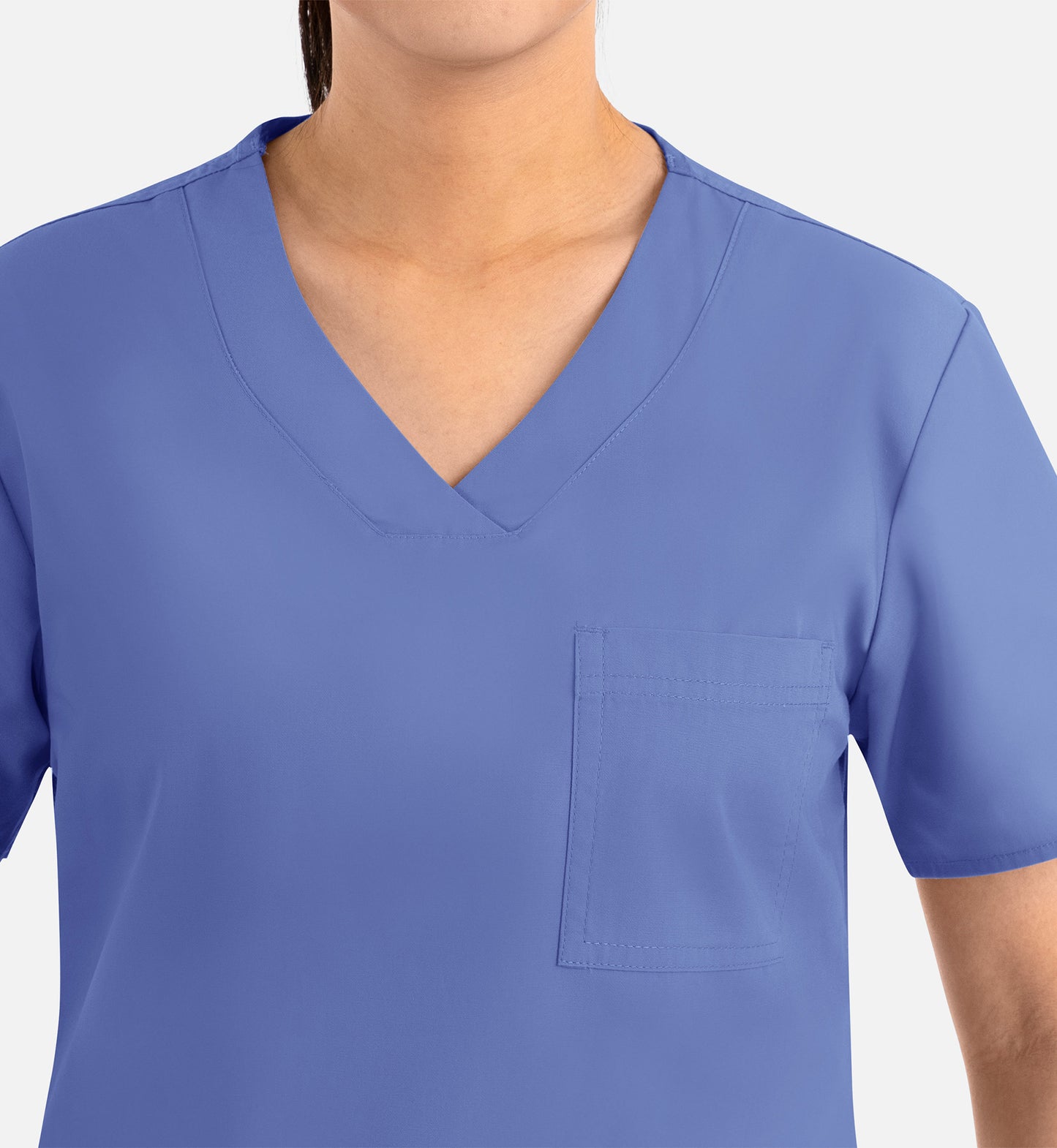 Core 1626 Curved V-Neck Top Ceil Blue