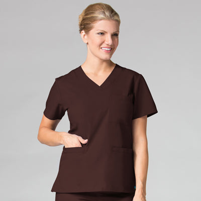 Core 1626 Curved V-Neck Top Chocolate