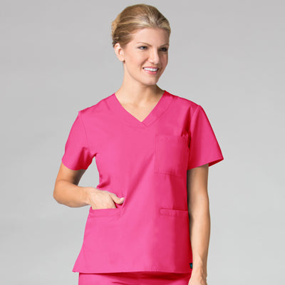 Core 1626 Curved V-Neck Top Hot Pink