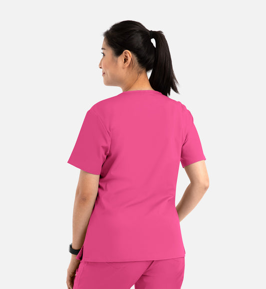 Core 1626 Curved V-Neck Top Hot Pink