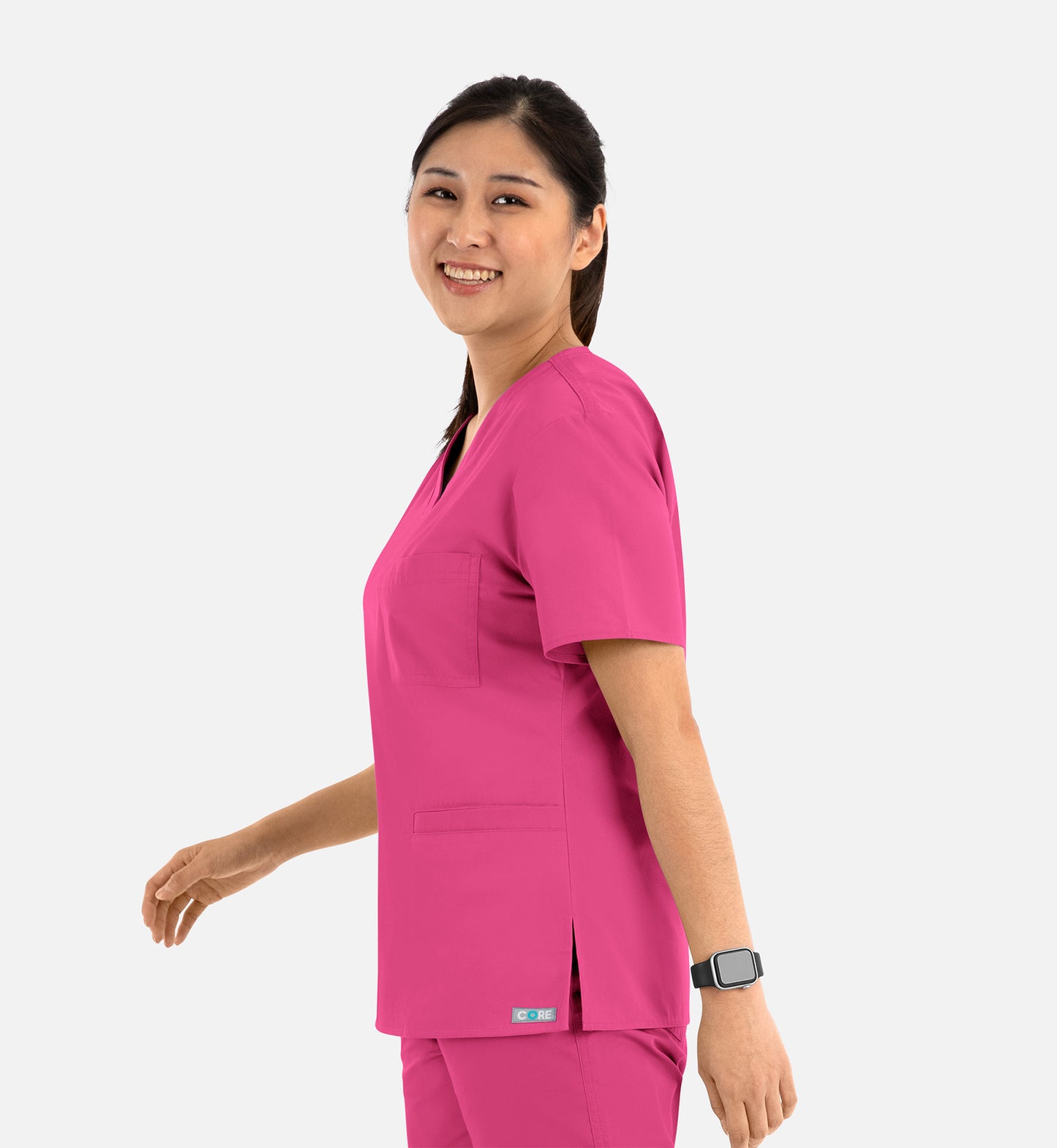 Core 1626 Curved V-Neck Top Hot Pink