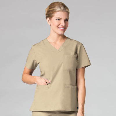 Core 1626 Curved V-Neck Top Khaki