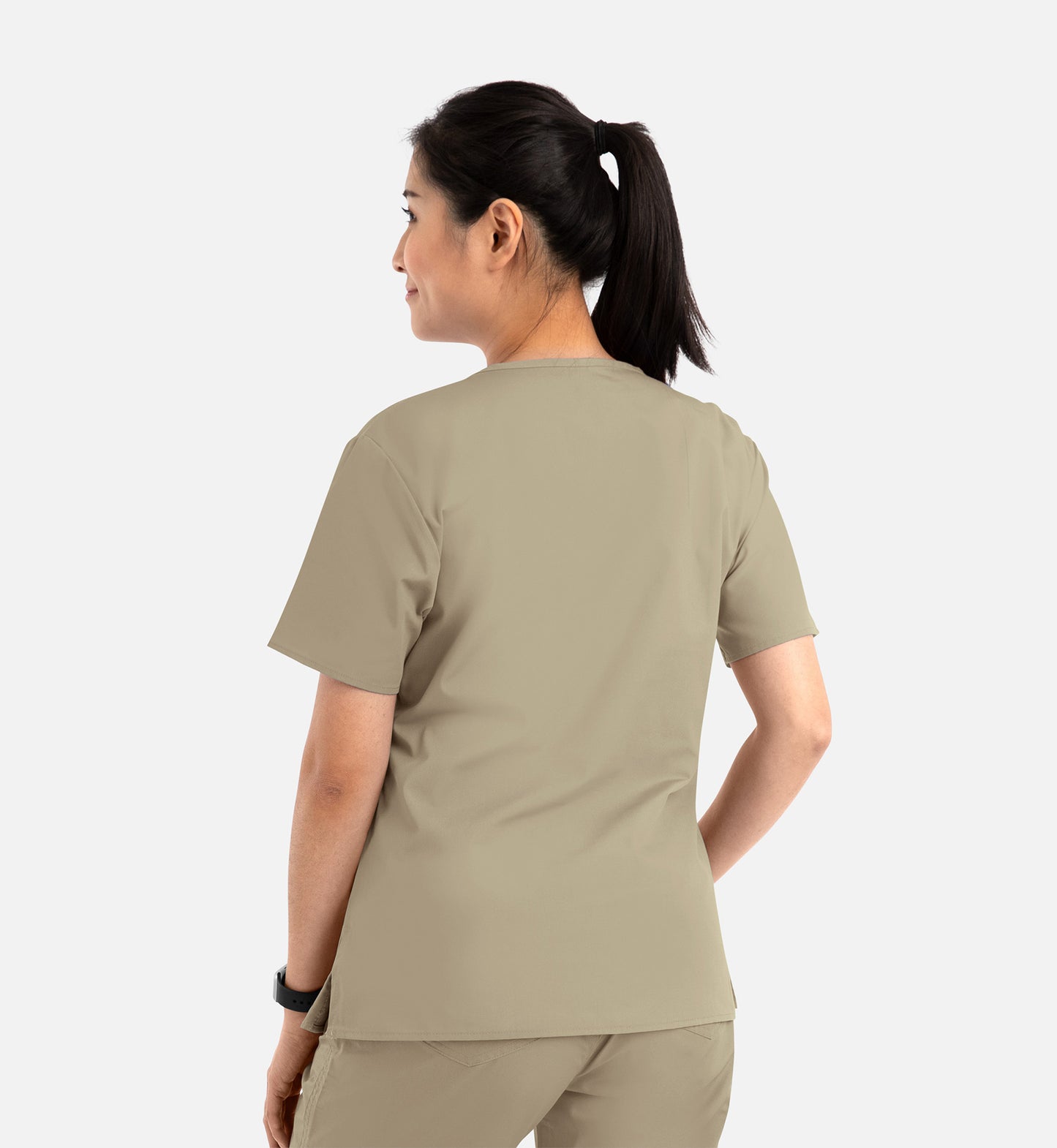 Core 1626 Curved V-Neck Top Khaki