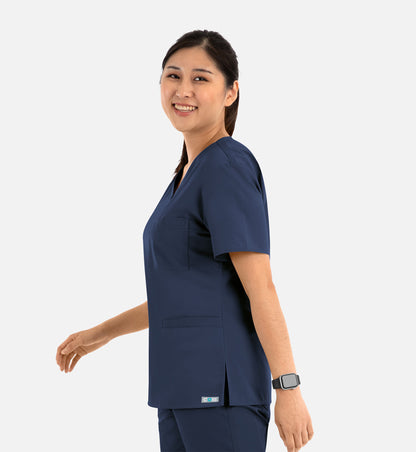 Core 1626 Curved V-Neck Top Navy