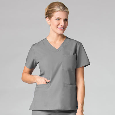 Core 1626 Curved V-Neck Top Pewter