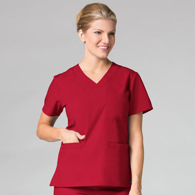 Core 1626 Curved V-Neck Top Red