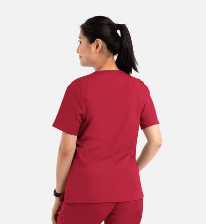 Core 1626 Curved V-Neck Top Red