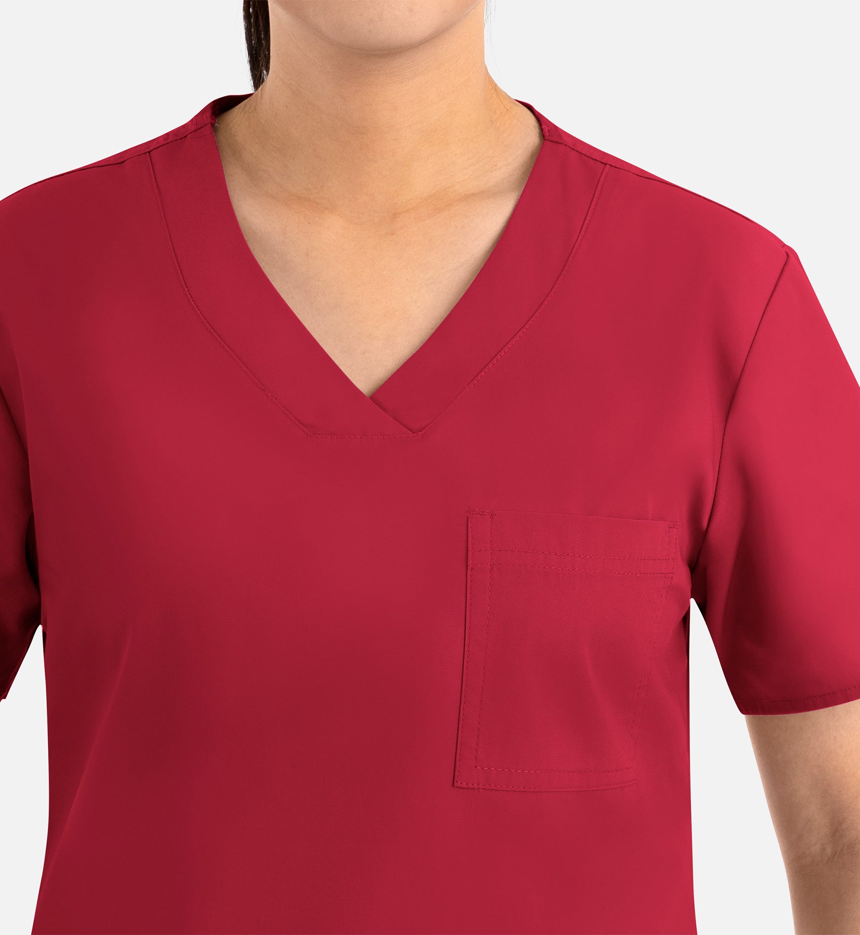 Core 1626 Curved V-Neck Top Red