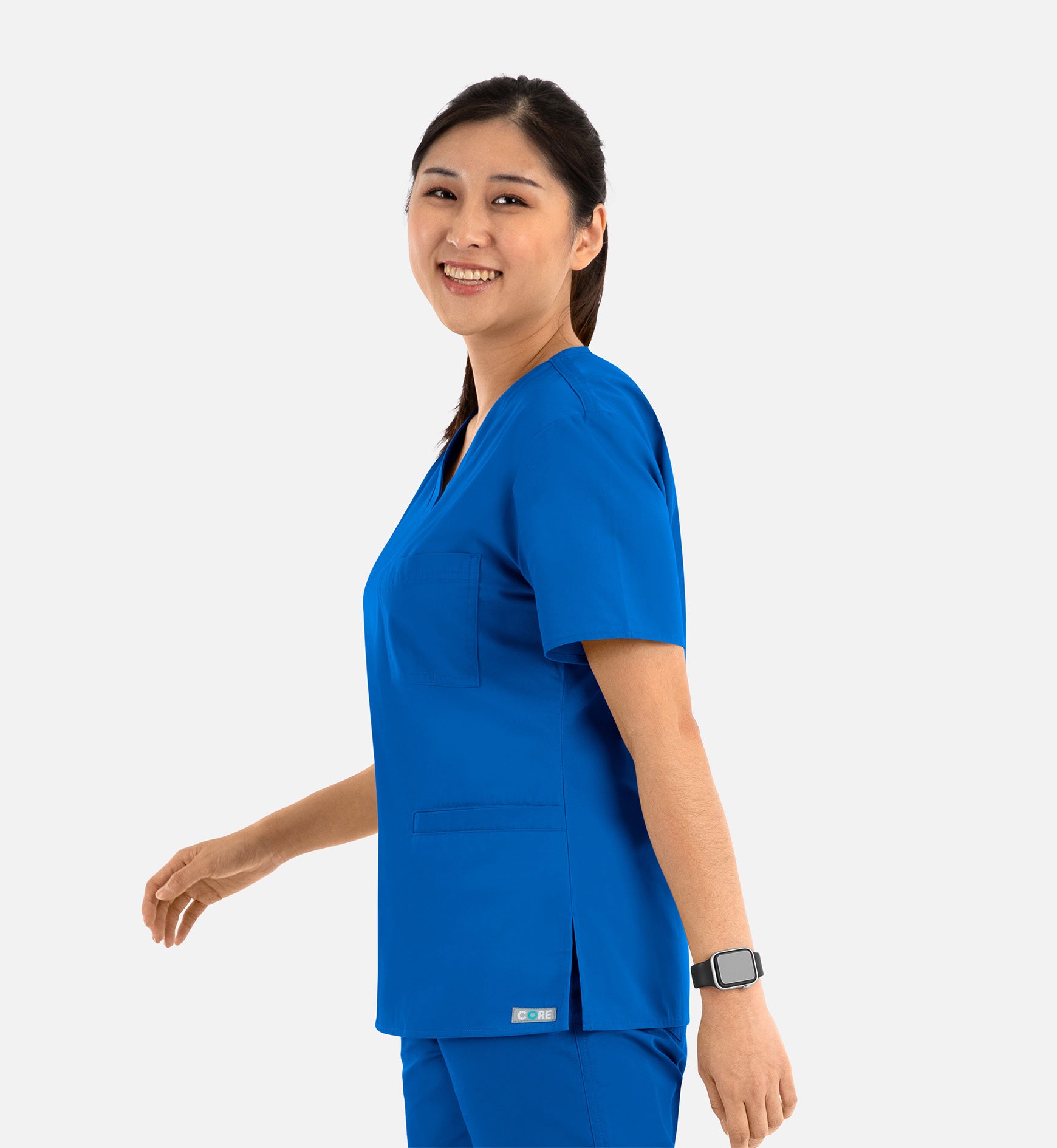 Core 1626 Curved V-Neck Top Royal Blue