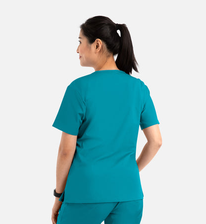 Core 1626 Curved V-Neck Top Teal