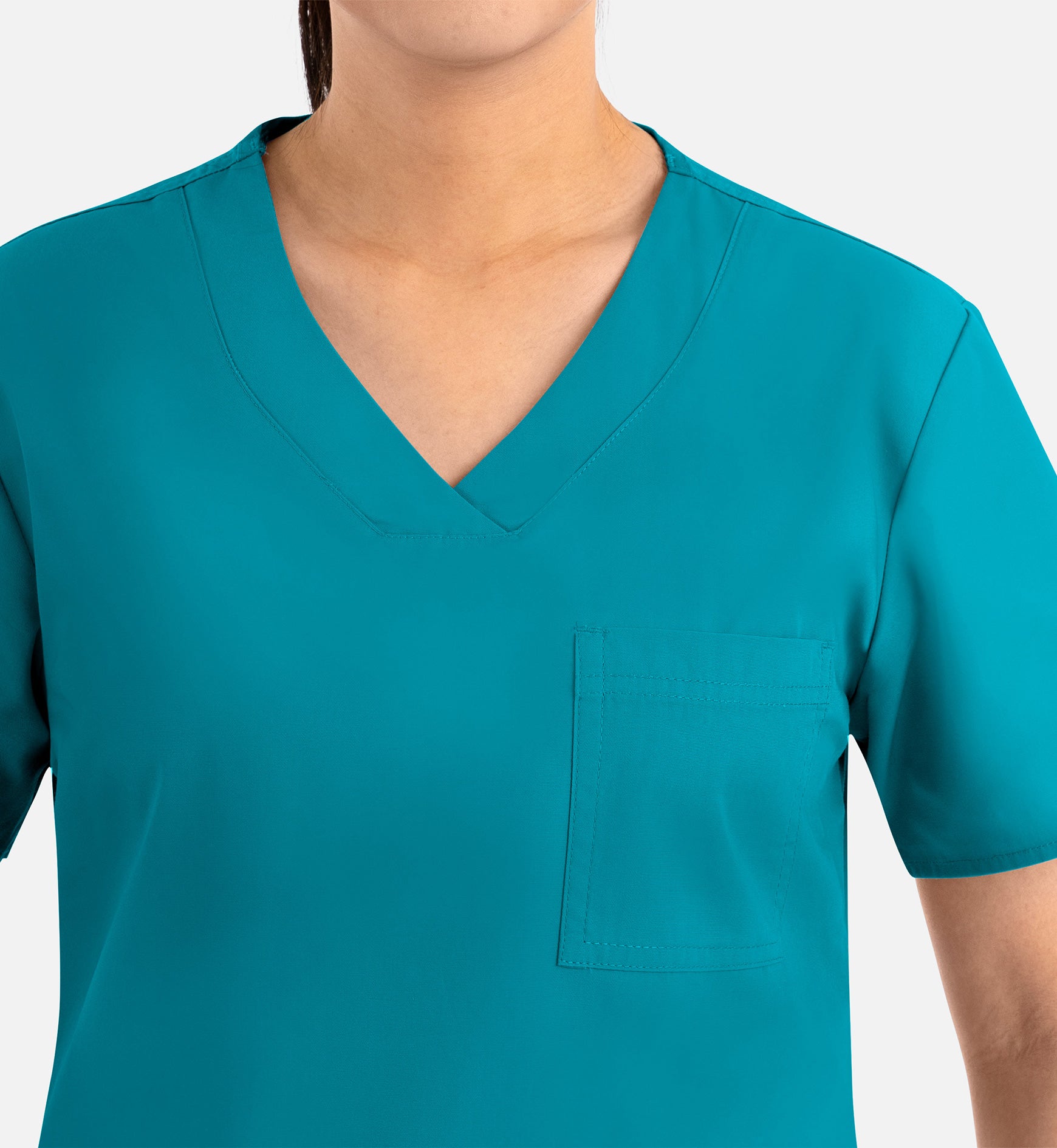 Core 1626 Curved V-Neck Top Teal