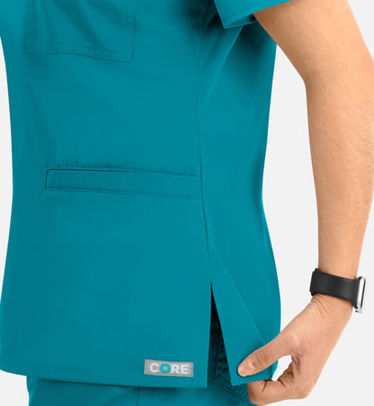 Core 1626 Curved V-Neck Top Teal