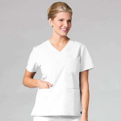 Core 1626 Curved V-Neck Top White