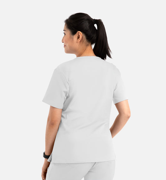 Core 1626 Curved V-Neck Top White