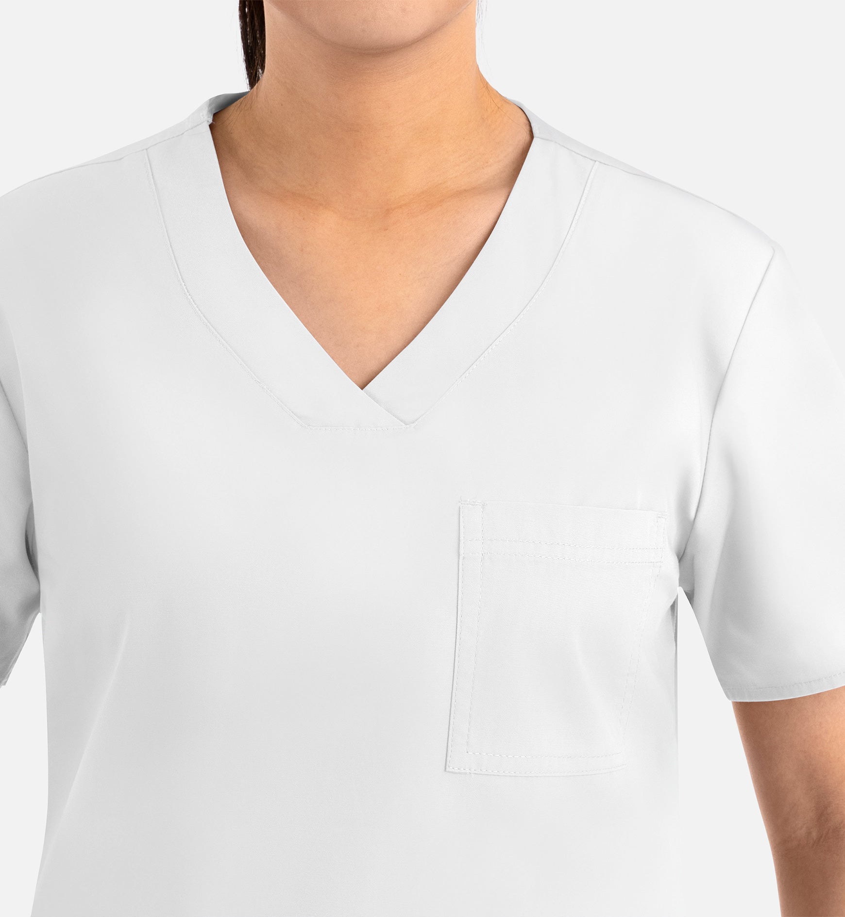 Core 1626 Curved V-Neck Top White