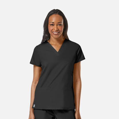 EON 1708 Women's Multi-Pocket V-neck Top Black