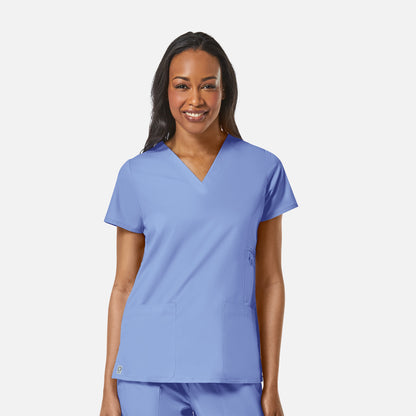 EON 1708 Women's Multi-Pocket V-neck Top Ceil Blue