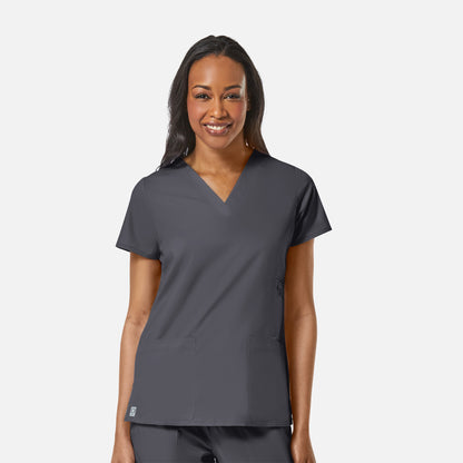 EON 1708 Women's Multi-Pocket V-neck Top Charcoal