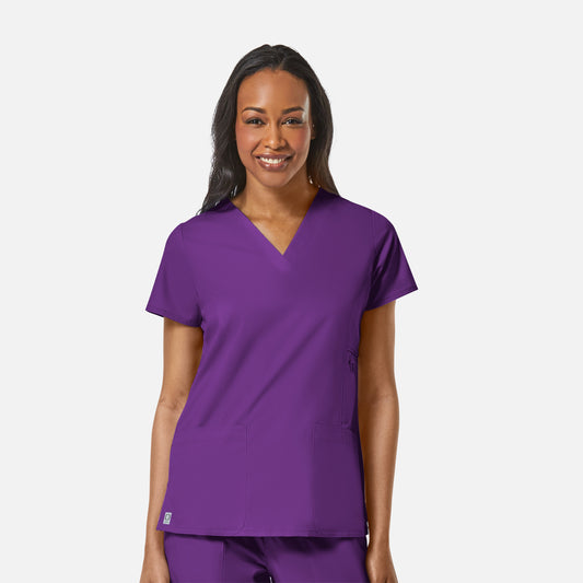EON 1708 Women's Multi-Pocket V-neck Top Eggplant