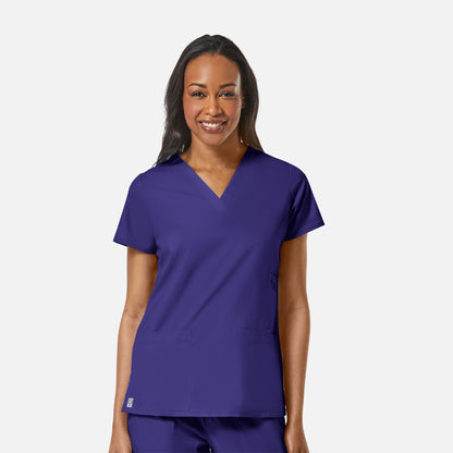 EON 1708 Women's Multi-Pocket V-neck Top Grape