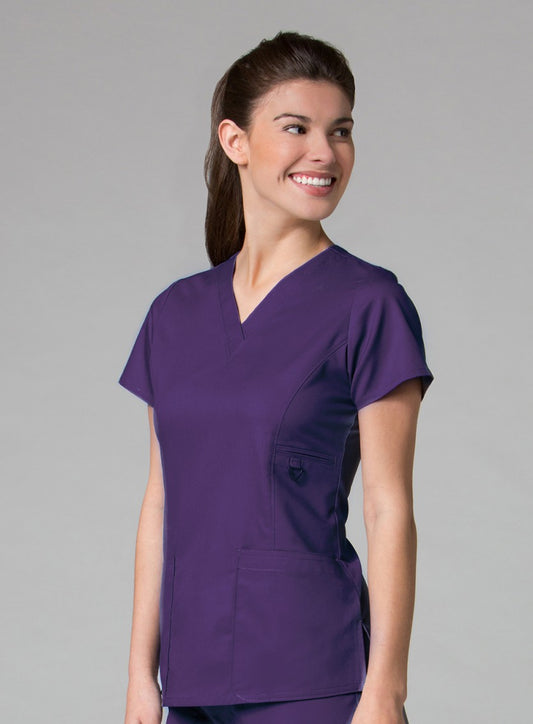 EON 1708 Women’s Multi-Pocket V-neck Top Grape