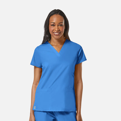 EON 1708 Women's Multi-Pocket V-neck Top Maui Blue