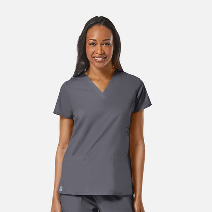 EON 1708 Women's Multi-Pocket V-neck Top Pewter