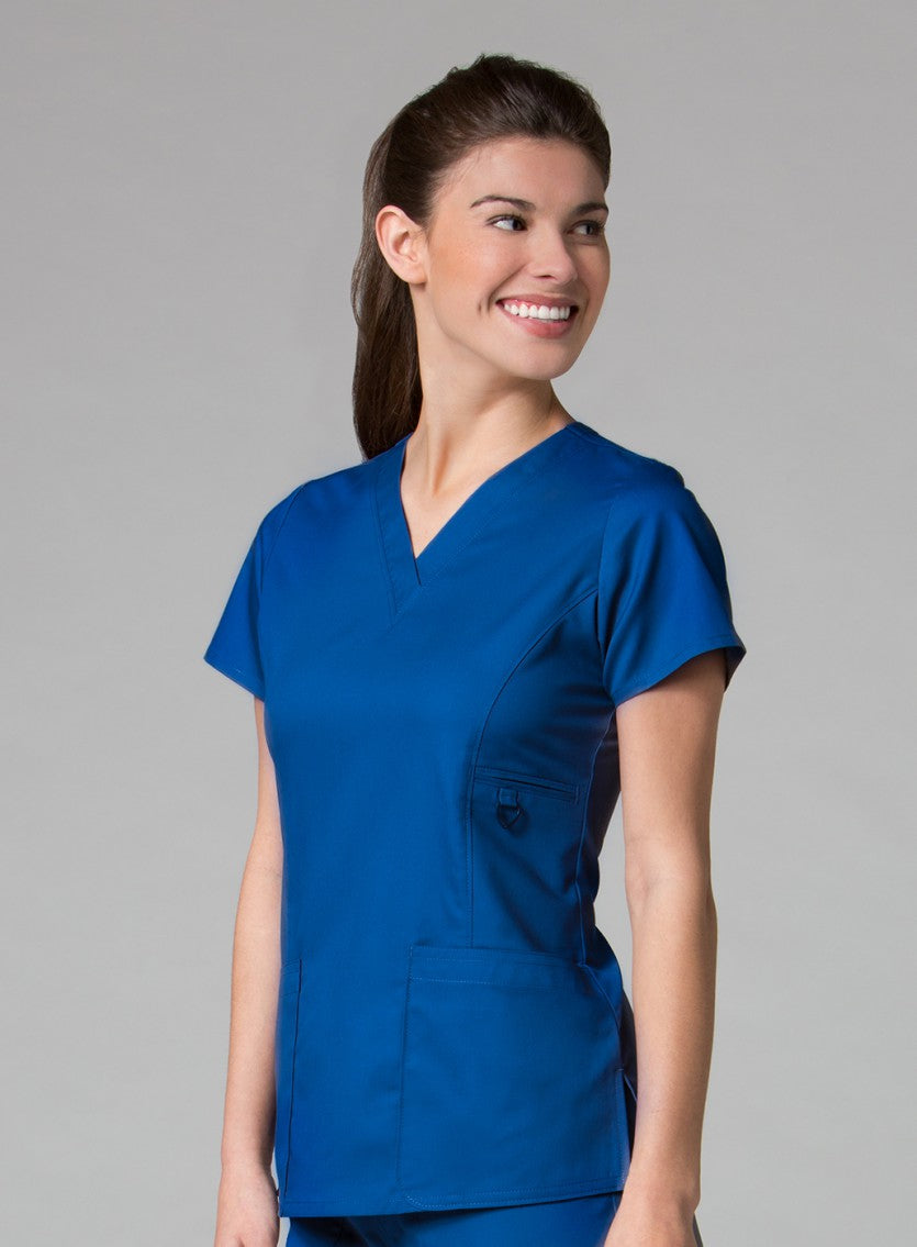 EON 1708 Women’s Multi-Pocket V-neck Top Royal Blue