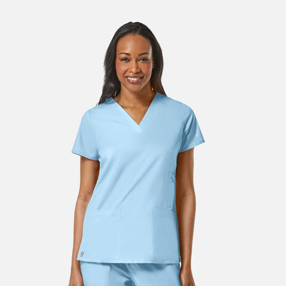EON 1708 Women's Multi-Pocket V-neck Top Sky Blue