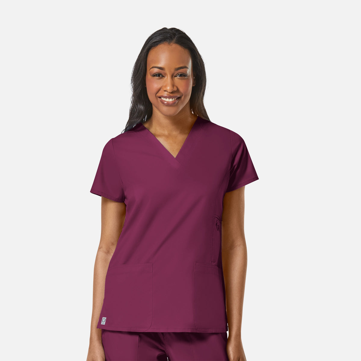 EON 1708 Women's Multi-Pocket V-neck Top Wine