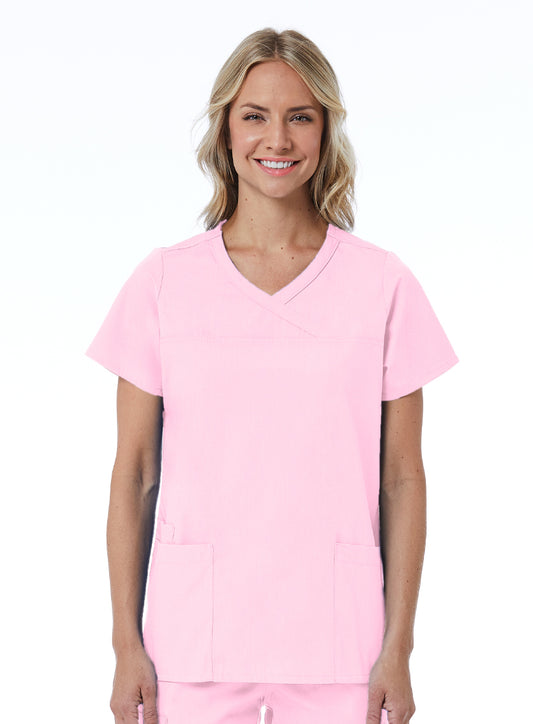 RedPanda 1726 Women’s Mock Wrap Top Blush Pink