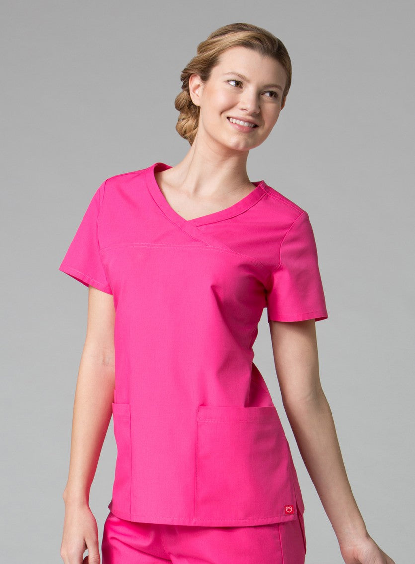 RedPanda 1726 Women’s Mock Wrap Top Candy Pink