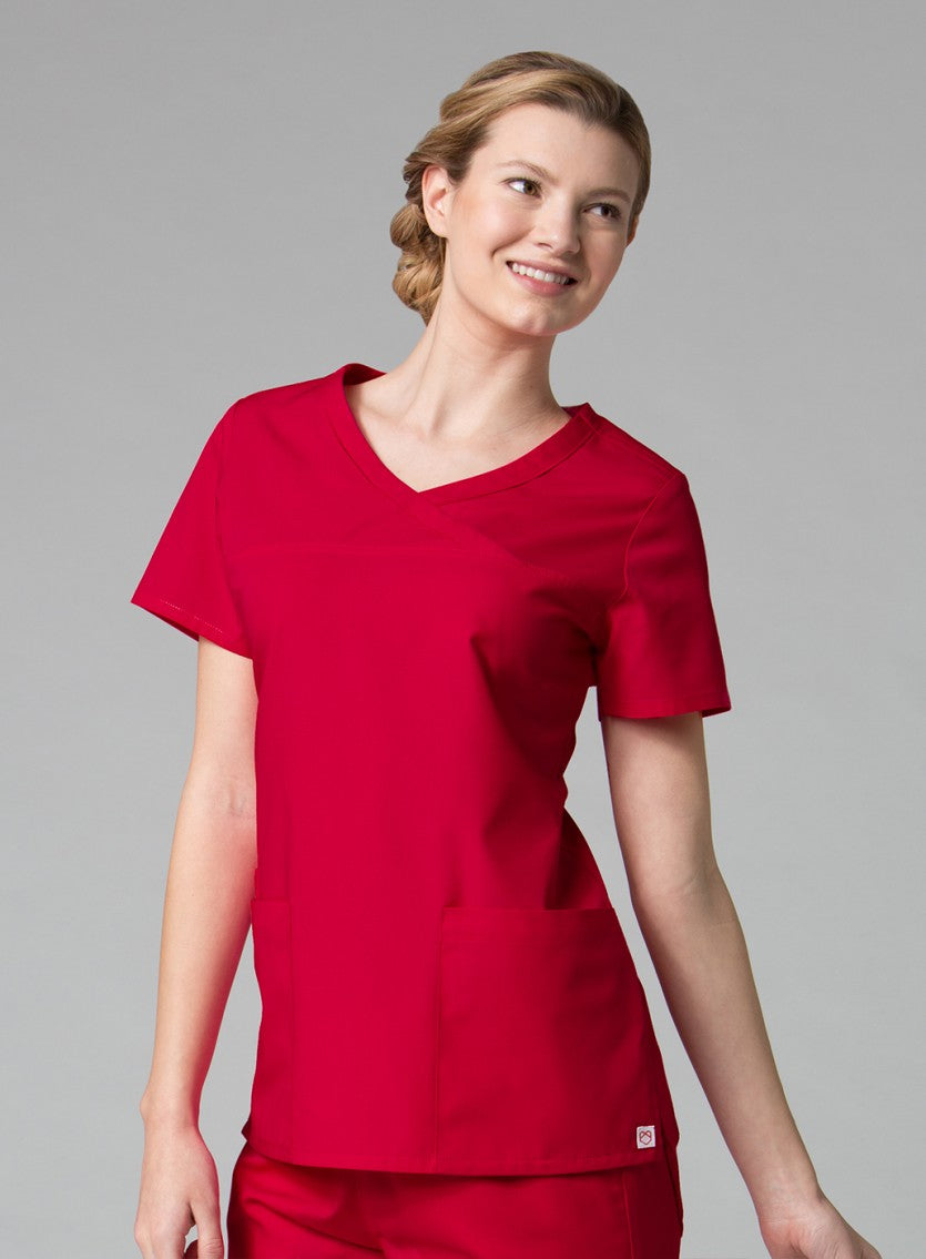 RedPanda 1726 Women’s Mock Wrap Top Red