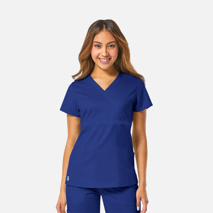 EON 1748 Women's Mock Wrap Top with Empire Waist Galaxy Blue