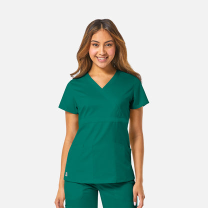 EON 1748 Women's Mock Wrap Top with Empire Waist Hunter
