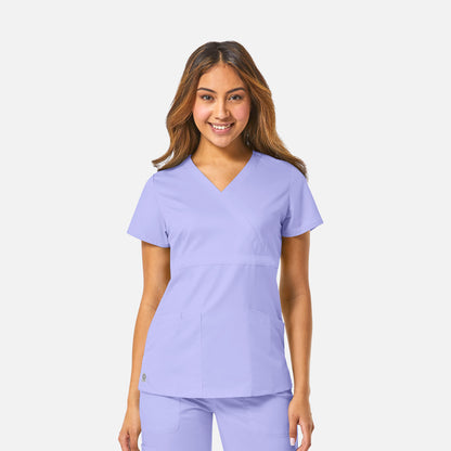 EON 1748 Women's Mock Wrap Top with Empire Waist Lavender