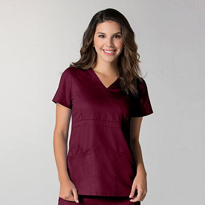 EON 1748 Women’s Mock Wrap Top with Empire Waist Wine