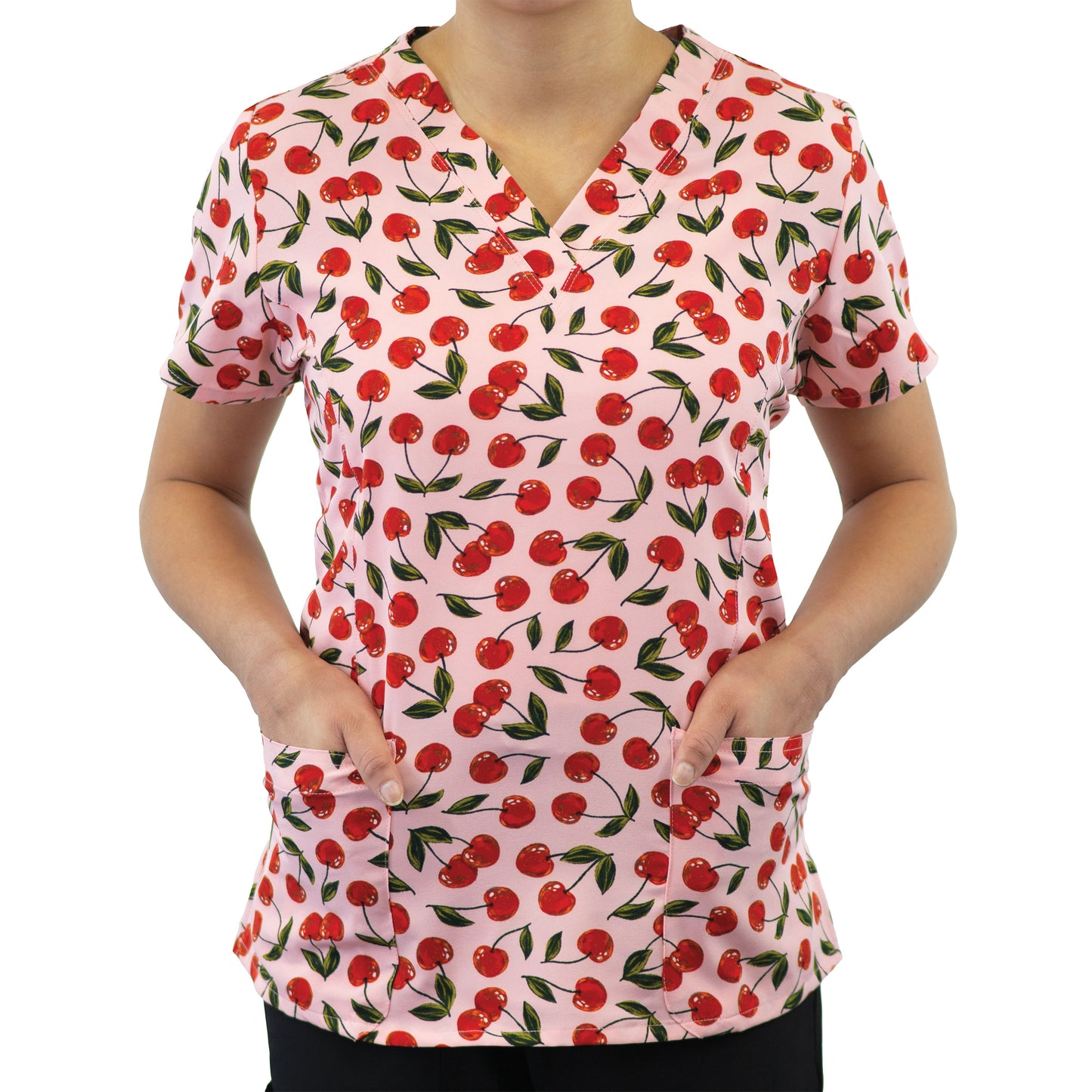 Maevn 1767 Printed Curved V-Neck Scrub Top