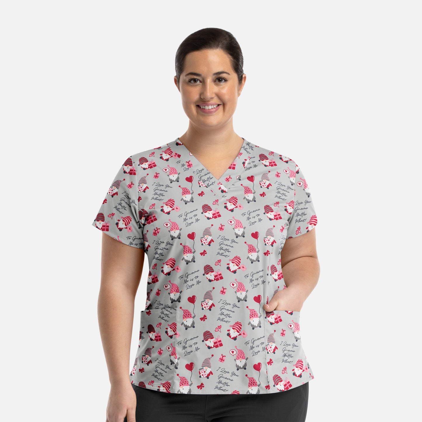 Maevn 1767 Printed Curved V-Neck Scrub Top