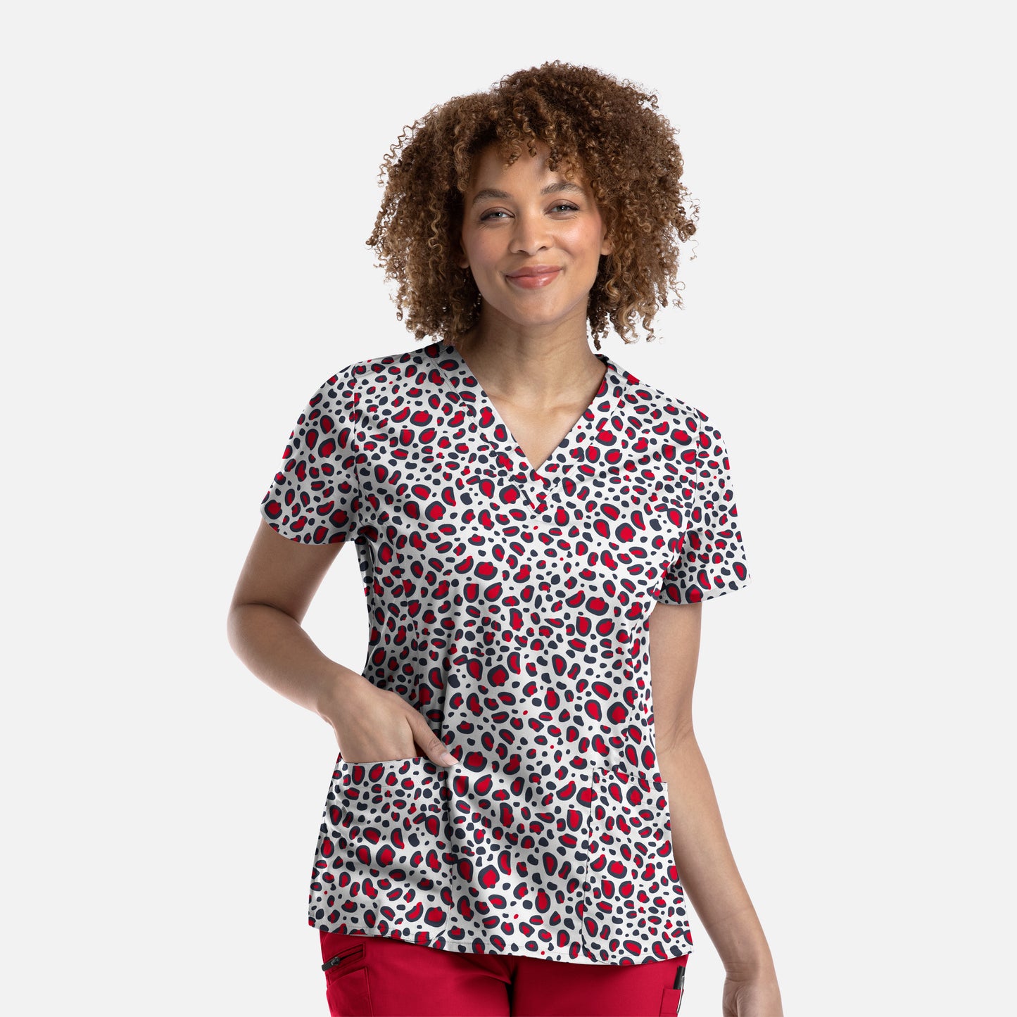 Maevn 1767 Printed Curved V-Neck Scrub Top