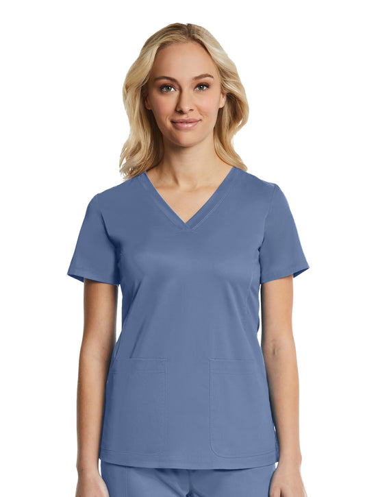 EON Sport 1768 Women’s Multi-Pocket V-neck Top Infinity Blue