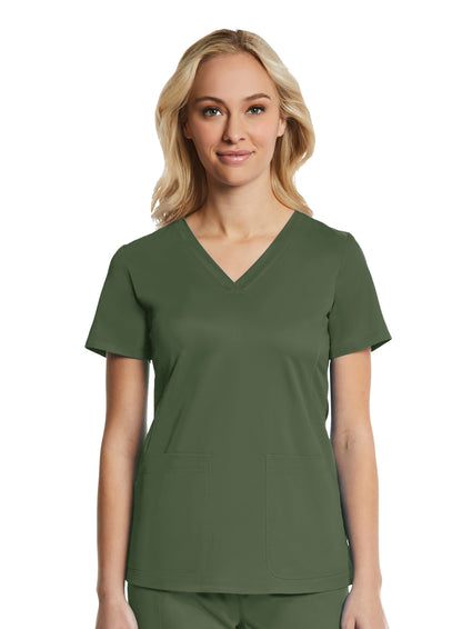 EON Sport 1768 Women's Multi-Pocket V-neck Top Olive