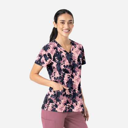 Prints 1797 Women's Curved V-Neck Print Top Inked Bloom