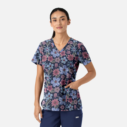 Prints 1797 Women's Curved V-Neck Print Top Serenity Bloom